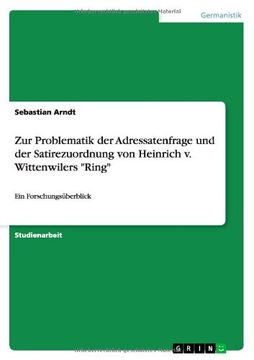 portada Zur Problematik der Adressatenfrage  und der Satirezuordnung von Heinrich v. Wittenwilers "Ring" (German Edition)