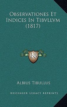 portada Observationes Et Indices In Tibvllvm (1817) (en Latin)