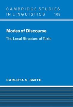 portada Modes of Discourse Hardback: The Local Structure of Texts (Cambridge Studies in Linguistics) (in English)