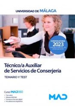 portada Tecnico/A Auxiliar de Servicios de Conserjeria. Temario y Test. Universidad de Malaga