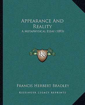 portada appearance and reality: a metaphysical essay (1893) (en Inglés)