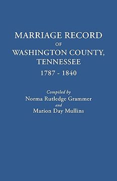 portada marriage record of washington county, tennessee, 1787-1840 (en Inglés)