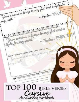 portada Top 100 Bible Verses Cursive Handwriting Workbook: Learning Cursive Handwriting Practice Sentences with Bible Verses to Memorize Are Powerful and Insp (en Inglés)