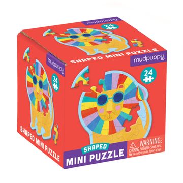 portada Mudpuppy Rainbow Lion Shaped Mini Puzzle, 24 Pieces, 6” x 6” – Die-Cut Jigsaw Puzzle in the Shape of a Colorful Lion – Great Travel Activity for Kids, Makes a Great Gift Idea, Mulitcolor