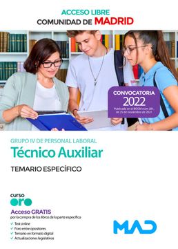 portada Técnico Auxiliar Grupo iv de la Comunidad de Madrid (Acceso Libre). Temario Específico (in Spanish)