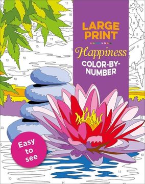 portada Large Print Happiness Color-By-Number (Large Print Puzzle Books) (en Inglés)