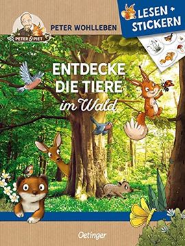 portada Lesen + Stickern. Entdecke die Tiere im Wald (en Alemán)