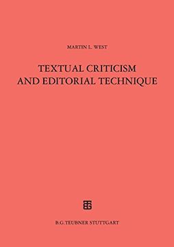 portada Textual Criticism and Editorial Technique (Teubner Studienbuecher Philologie) (en Inglés)