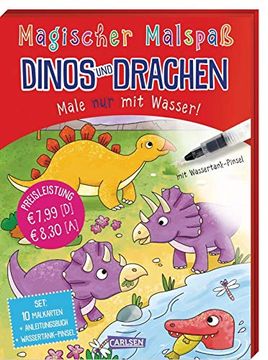 portada Magischer Malspaß: Dinos und Drachen: Male nur mit Wasser! Set mit Anleitungsheft, Wassertank-Pinsel und 10 Zauberkarten (en Alemán)