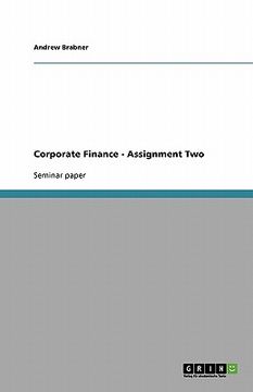 portada corporate finance - assignment two (en Inglés)