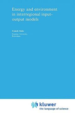 portada energy and environment in interregional input-output models (en Inglés)