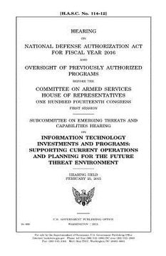 portada Hearing on National Defense Authorization Act for Fiscal Year 2016 and oversight of previously authorized programs before the Committee on Armed Servi (en Inglés)