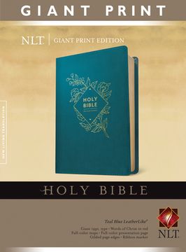 portada Holy Bible, Giant Print NLT (Red Letter, Leatherlike, Teal Blue) (en Inglés)