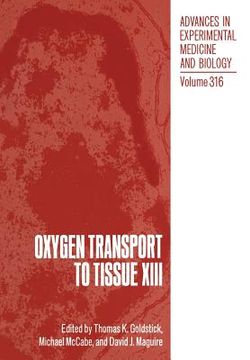 portada Oxygen Transport to Tissue XIII (in English)