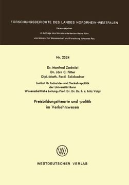 portada Preisbildungstheorie und -politik im Verkehrswesen (Forschungsberichte des Landes Nordrhein-Westfalen) (German Edition)