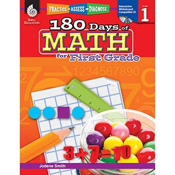 portada 180 Days of Math for First Grade: Practice, Assess, Diagnose (180 Days of Practice) (en Inglés)