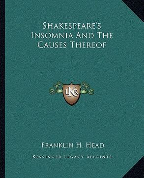 portada shakespeare's insomnia and the causes thereof (en Inglés)