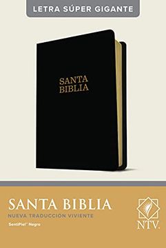 portada Santa Biblia Ntv, Letra Súper Gigante, Letra Roja, Sentipiel: Nueva Traducción Viviente, Negro