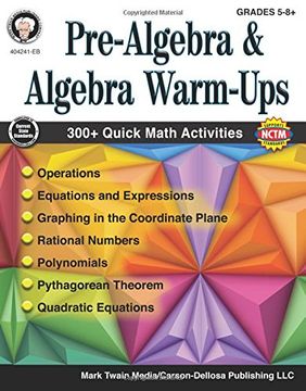 portada Pre-Algebra and Algebra Warm-Ups, Grades 5 - 12 (en Inglés)