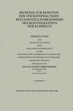 portada Beiträge zur Kenntnis der stickstoffhaltigen Bestandteile, insbesondere des Reststickstoffs der Kuhmilch (German Edition)