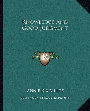 portada knowledge and good judgment (en Inglés)