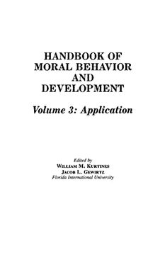 portada Handbook of Moral Behavior and Development: Volume 3: Application