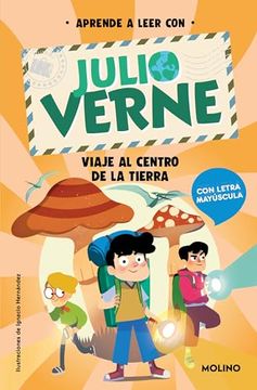 portada Aprende a Leer con Julio Verne - Viaje al Centro de la Tierra: En Letra Mayúscula Para Aprender a Leer (Libros Para Niños a Partir de 5 Años)