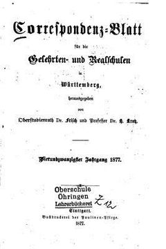 portada Korrespondenz-blatt für die Gelehrten-und Realschulen Württemberg (en Alemán)