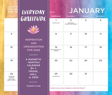 portada Everyday Gratitude: Inspiration and Organization for 2025: A Magnetic Monthly Calendar for a Fridge, Wall, or Desk (en Inglés)