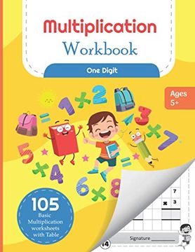 portada Multiplication Workbook One Digit: 105 Basic Multiplication Worksheets with Math Table For Kids 5-7 Years (en Inglés)