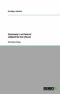 portada germany's unilateral subject-to-tax-clause