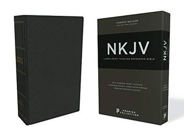 portada Nkjv, Thinline Reference Bible, Large Print, Premium Goatskin Leather, Black, Premier Collection, Comfort Print (en Inglés)