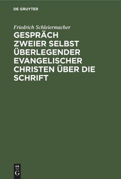 portada Gespräch Zweier Selbst Überlegender Evangelischer Christen Über die Schrift (en Alemán)