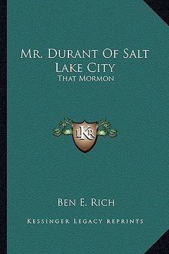 portada mr. durant of salt lake city: that mormon (en Inglés)