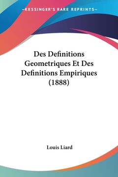 portada Des Definitions Geometriques Et Des Definitions Empiriques (1888) (en Francés)
