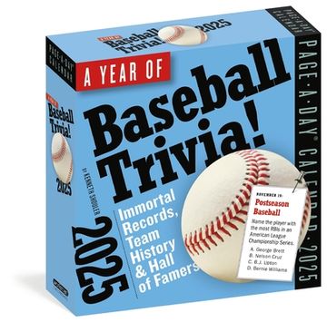 portada A Year of Baseball Trivia Page-A-Day Calendar 2025: Immortal Records, Team History & Hall of Famers (en Inglés)