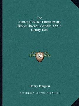 portada the journal of sacred literature and biblical record, october 1859 to january 1860 (en Inglés)