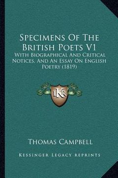portada specimens of the british poets v1: with biographical and critical notices, and an essay on english poetry (1819) (en Inglés)