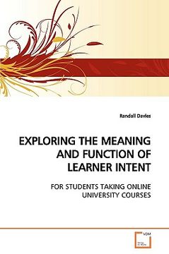 portada exploring the meaning and function of learner intent (en Inglés)