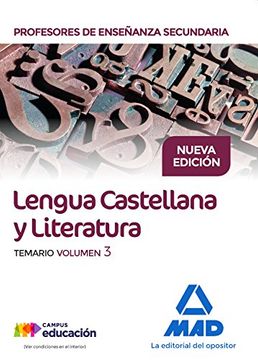 portada Cuerpo de Profesores de Enseñanza Secundaria. Lengua Castellana y Literatura. Temario. Volumen 3
