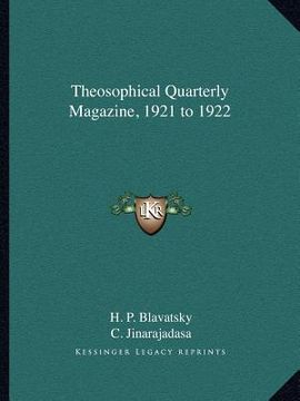 portada theosophical quarterly magazine, 1921 to 1922 (in English)