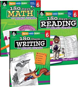 portada 180 Days of Reading, Writing and Math for Sixth Grade 3-Book Set (180 Days of Practice)