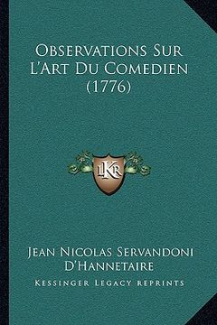 portada Observations Sur L'Art Du Comedien (1776) (en Francés)