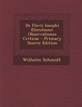 portada de Flavii Iosephi Elocutione: Observationes Criticae (in Latin)