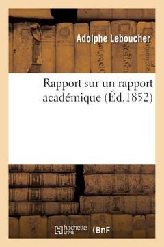 portada Rapport Sur Un Rapport Académique (in French)