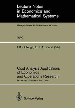 portada cost analysis applications of economics and operations research: proceedings of the institute of cost analysis national conference, washington, d.c., (en Inglés)