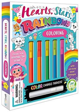 portada Hearts, Stars, Rainbows Coloring Set: With Color-Changing Markers (en Inglés)