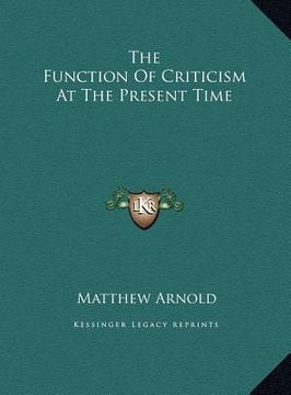 portada the function of criticism at the present time (in English)