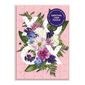 portada Galison say it With Flowers Xoxo Greeting Card Puzzle, 60 Piece Puzzle – a Greeting Card and Jigsaw Puzzle Combined – Includes Color-Coordinated Envelope and Sticker Seal