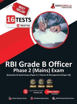 portada RBI Grade B Officer's Phase 2 (Mains) Exam 2023 (English Edition) - 16 Mock Tests (Paper I and III) (1000 Solved Objective Questions) with Free Access (en Inglés)